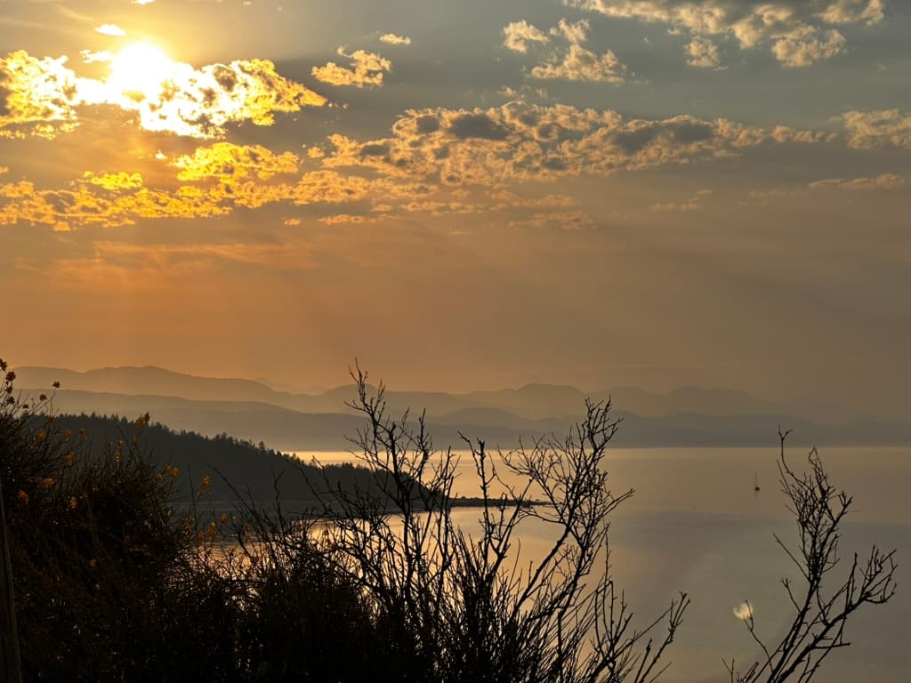 Golden-hour sail on open water near Vancouver